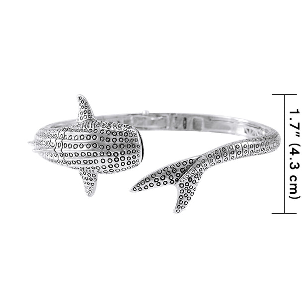 Gentle giants in benign grace ~ Sterling Silver Whale Shark Cuff Bracelet TBA188 Bangle