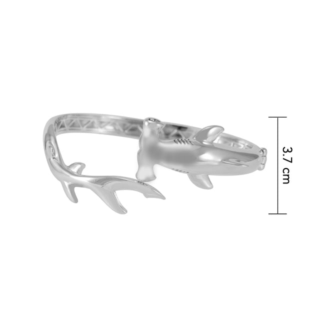 Hammerhead Shark Silver Cuff Bracelet with open lock TBA221