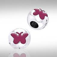 Round Butterfly Silver Bead TBD006