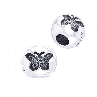 Round Butterfly Silver Bead TBD006