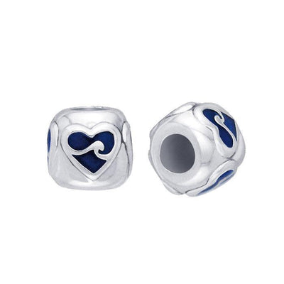 Round Heart with Wave Silver Bead TBD044