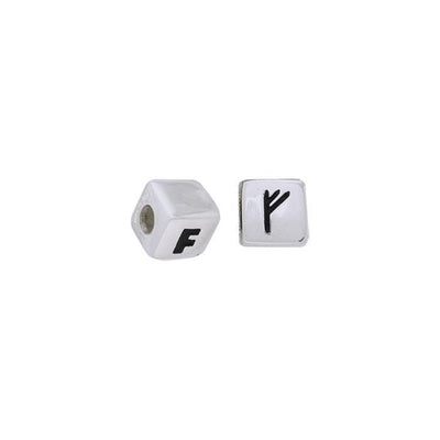 Letter F Rune Silver Bead TBD057