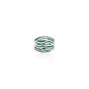Oval Waves Silver Bead with Enamel Accents TBD089 Bead