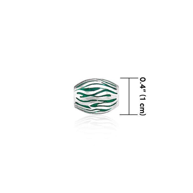 Oval Waves Silver Bead with Enamel Accents TBD089