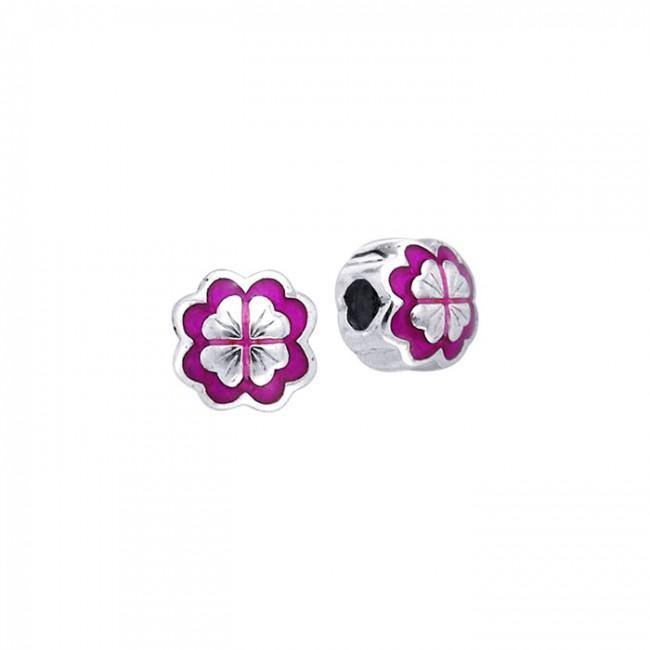 Colored Flower Silver Bead TBD090