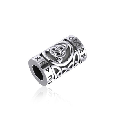 Triquetra in Circle with Rune Symbol and Celtic Silver Bead TBD367