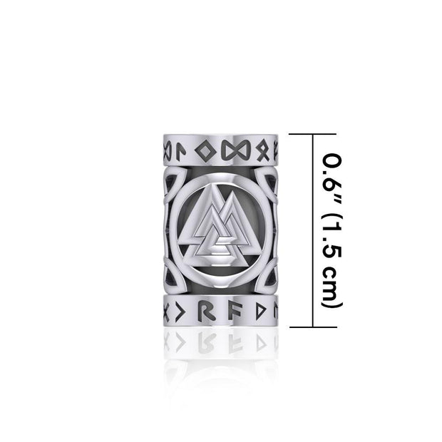 Norse Viking Valknut in Circle with Rune Symbol and Celtic Silver Bead TBD368