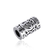 Om Symbol in Circle with Rune Symbol and Celtic Accented Silver Bead TBD369