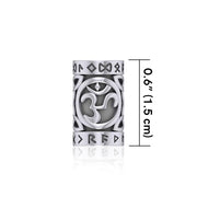 Om Symbol in Circle with Rune Symbol and Celtic Accented Silver Bead TBD369