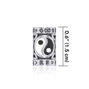Yin Yang in Circle with Rune Symbol and Celtic Accented Silver Bead TBD370