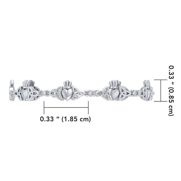 Celtic Knotwork and Claddagh Silver Bracelet TBG368
