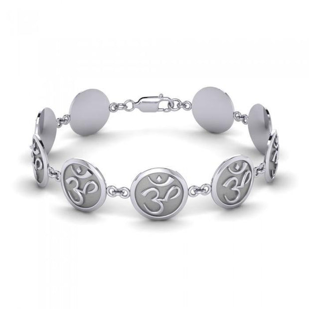 Manifest the Spiritual Link ~ OM Sterling Silver Link Bracelet TBG712