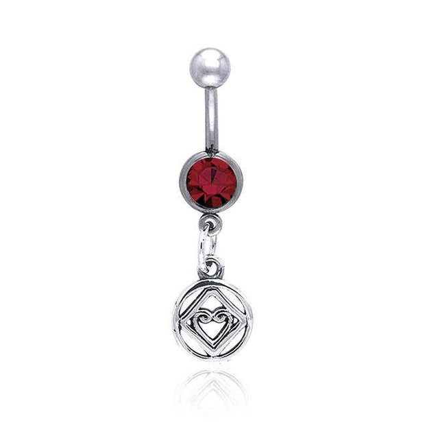 NA Hearts in Recovery Silver Belly Button Ring TBJ016