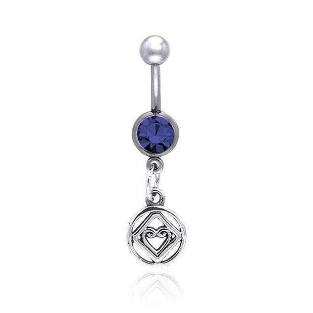 NA Hearts in Recovery Silver Belly Button Ring TBJ016