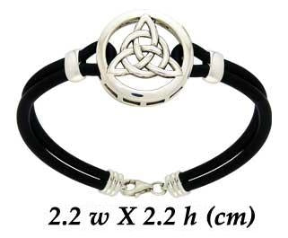 You are guide by life’s triplicities ~ Celtic Knotwork Trinity Sterling Silver Bracelet with Fine Black Leather Cord TBL191