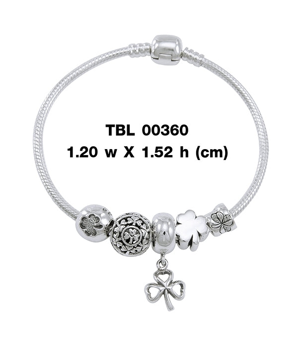 Shamrock Sterling Silver Bead Bracelet TBL360