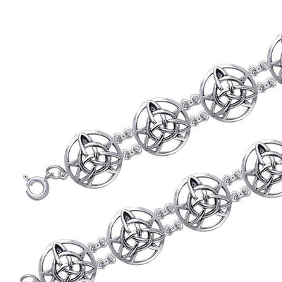 Two powerful symbols in one ~ Celtic Knotwork Trinity Pentacle Sterling Silver Bracelet TBL027