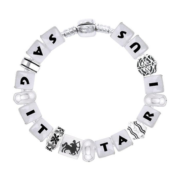 Sagittarius Zodiac Sign Charm Bracelet, Pandora Inspired Beads