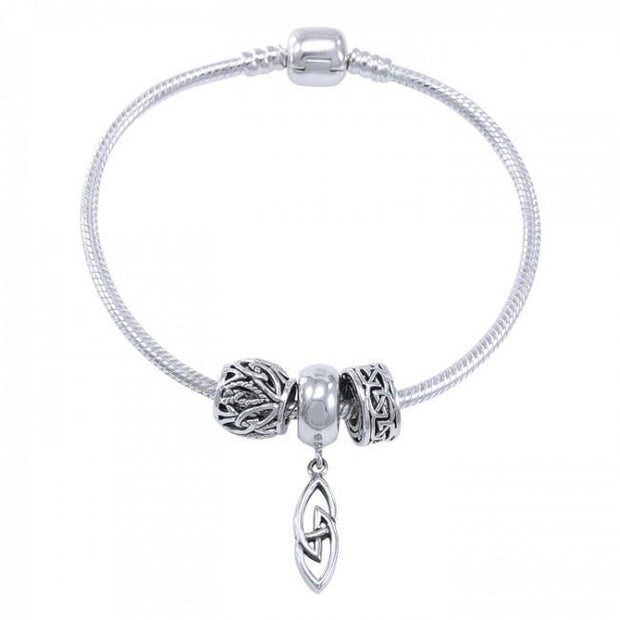 A traditional concept that’s endless ~ Celtic Knotwork Sterling Silver Bead Bracelet Jewelry TBL353