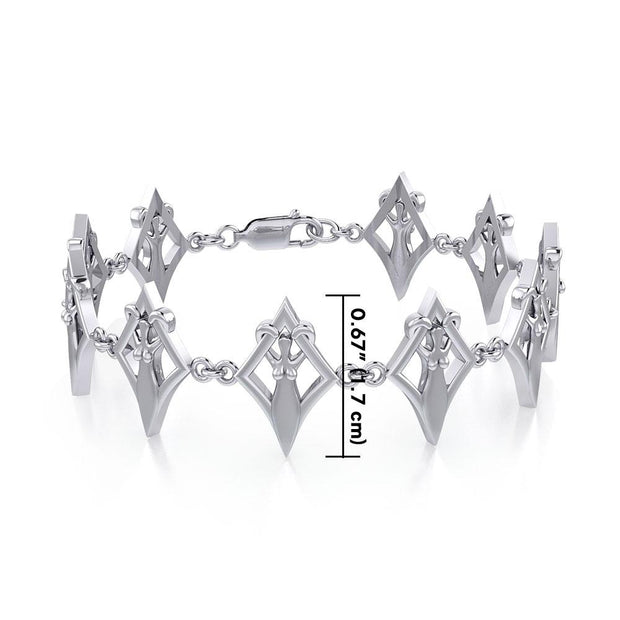 Goddess in Diamond Frame Silver Link Bracelet TBL392