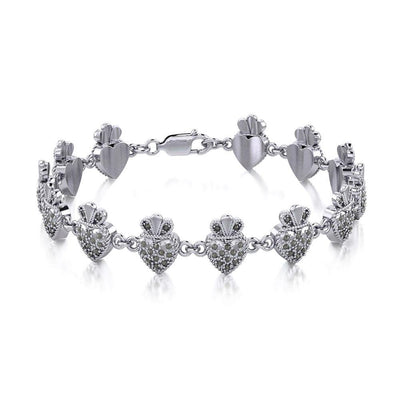 Silver Heart with Marcasite Link Bracelet TBL395