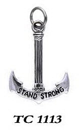 Stand Strong and Hold Firm Anchor Silver Charm TC1113