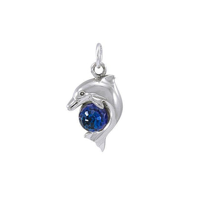 Silver Dolphin and Stone Charm TC356