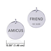 Power Word Friend or Amicus Silver Disc Charm TCM318