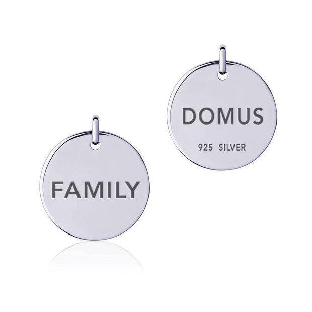 Power Word Family or Domus Silver Disc Charm TCM319