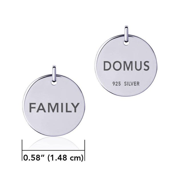 Power Word Family or Domus Silver Disc Charm TCM319