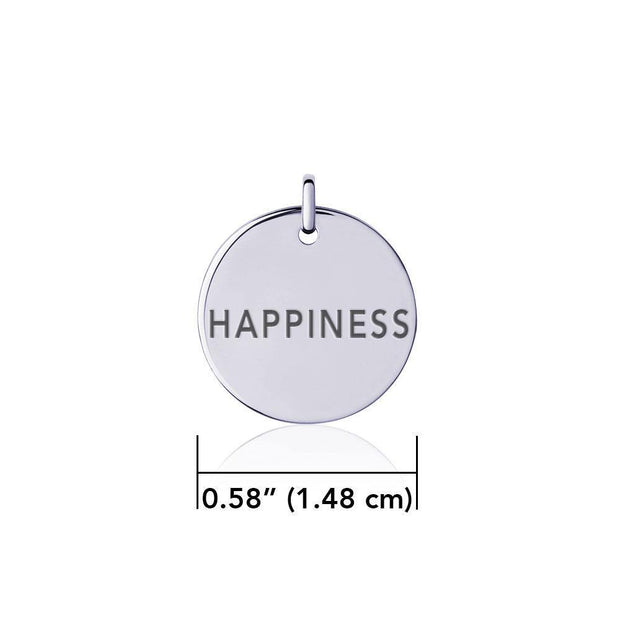 Power Word Happiness Silver Disc Charm TCM324