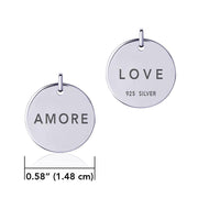 Power Word Love or Amore Silver Disc Charm TCM330