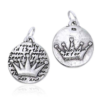 Empowering Word Crown Silver Disc Charm TCM428 Charm