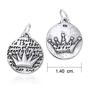 Empowering Word Crown Silver Disc Charm TCM428
