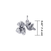 Flying Hummingbird with Flower Silver Charm TCM631