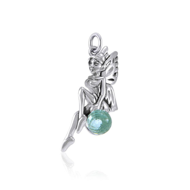 Enchanted Fairy Silver Charm with Crystal TCM636