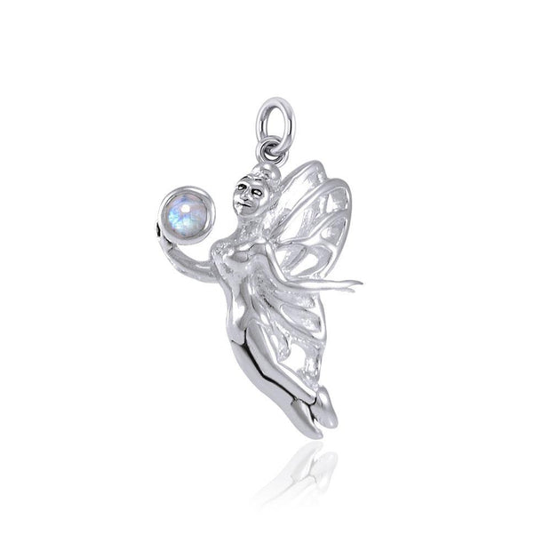 Enchanted Fairy Holding Gem Silver Charm TCM638