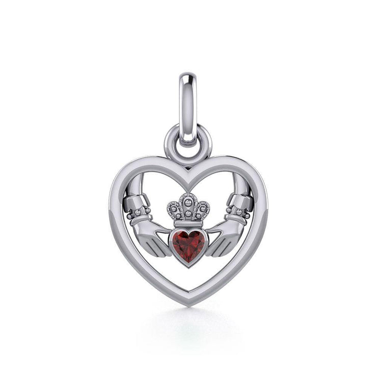 Claddagh in Heart Silver Charm with Gemstone TCM666