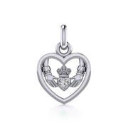 Claddagh in Heart Silver Charm with Gemstone TCM666
