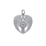 Feel the Tranquil in Angels Wings Sterling Silver Charm with Celtic Cross TCM674