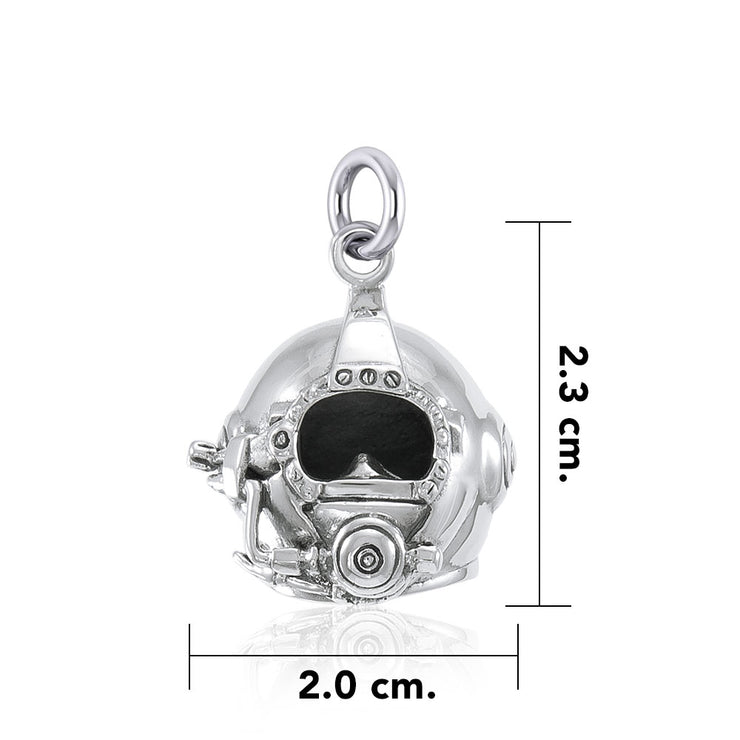 3 Dimensional Diving Helmet Sterling Silver Charm TCM695