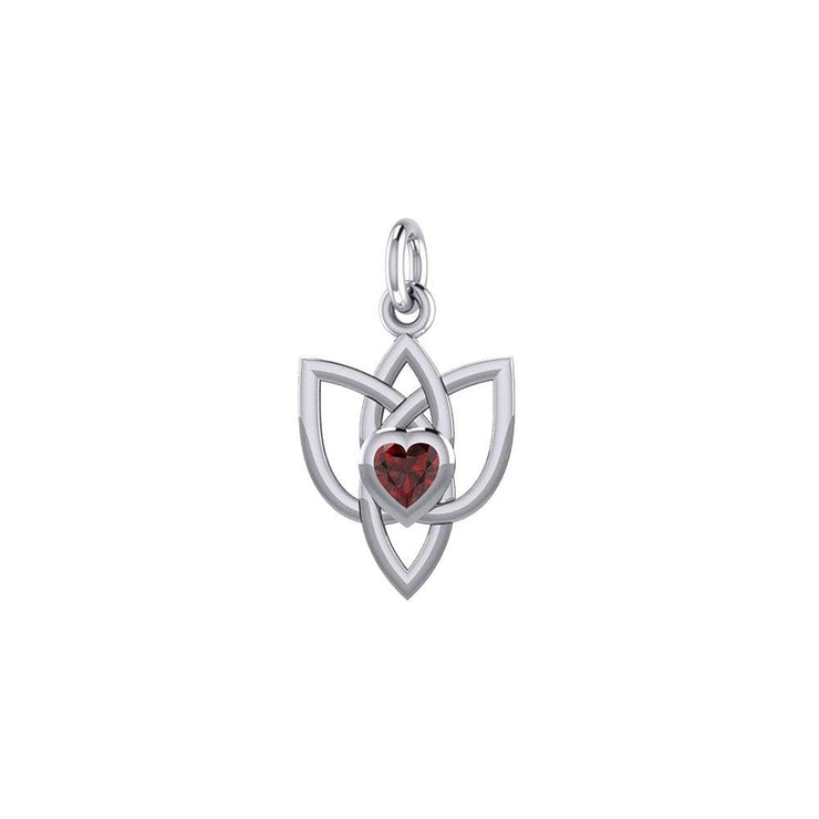 Celtic Knotwork Silver Charm with Heart Gemstone TCM698