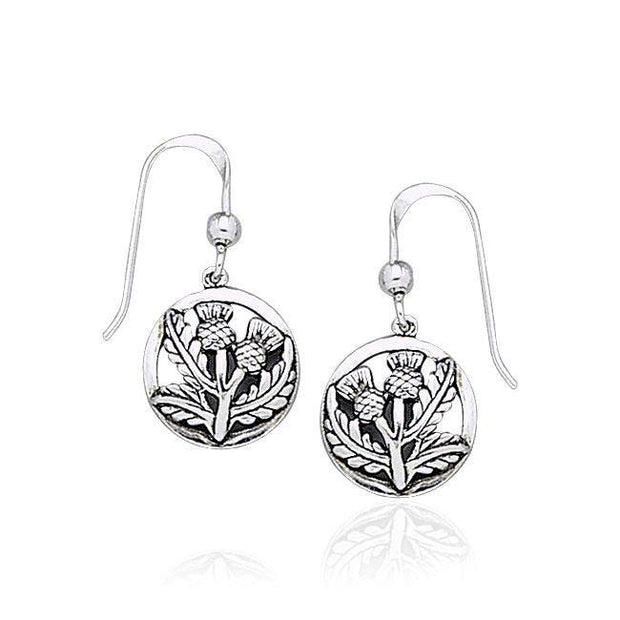 Scottish Thistle Silver Dangle Earrings TE1036