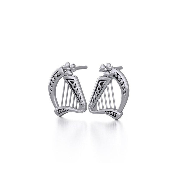 Celtic Knotwork Silver Harp Earrings TE1101 Earrings