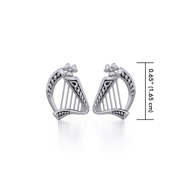 Celtic Knotwork Silver Harp Earrings TE1101 Earrings