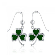 A young sprig of luck and happiness ~ Sterling Silver Jewelry Celtic Shamrock Hook Earrings TE1119