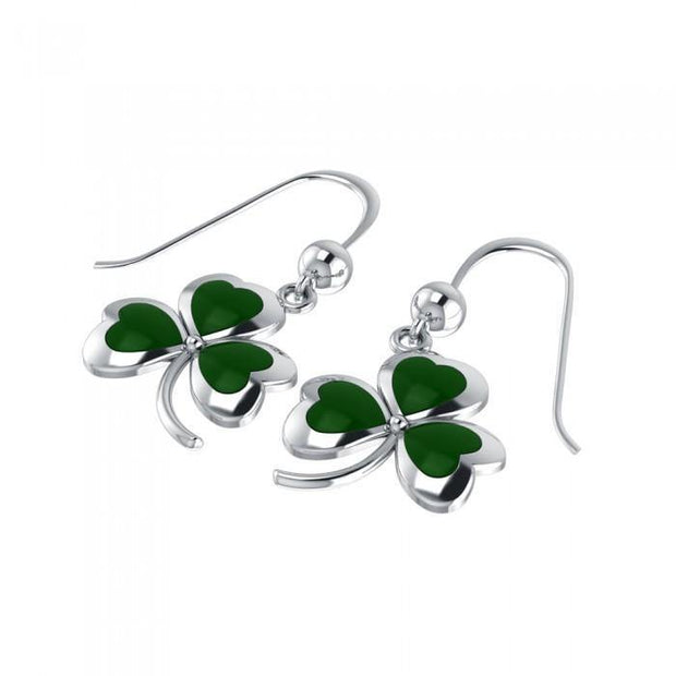 A young sprig of luck and happiness ~ Sterling Silver Jewelry Celtic Shamrock Hook Earrings TE1119