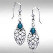 A gem of eternity ~ Celtic Knotwork Sterling Silver Dangle Earrings with Gemstone TE113