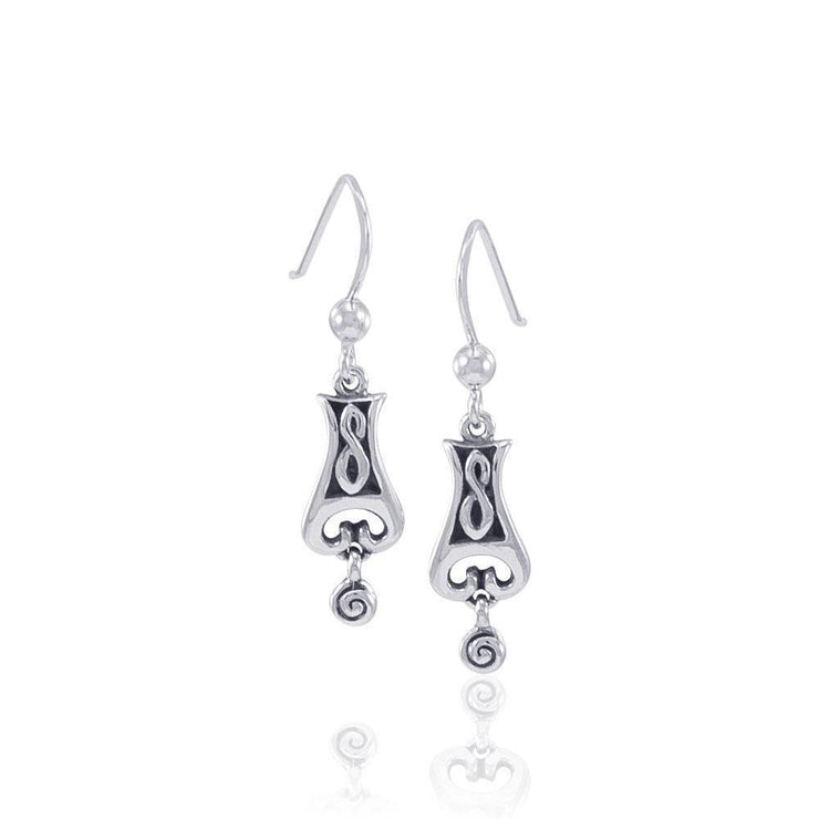 Celtic Knotwork Spiral Silver Earrings TE1132