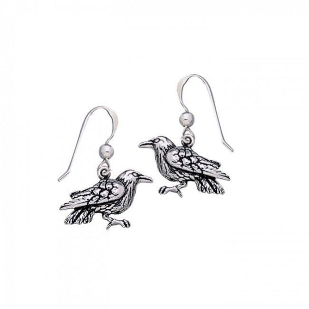 Silver Raven Earrings TE1176